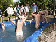 There is nothing like a nice summer time splash, especially when the pool is man made and ghetto rigged as fuck gay group having sex